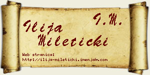 Ilija Mileticki vizit kartica